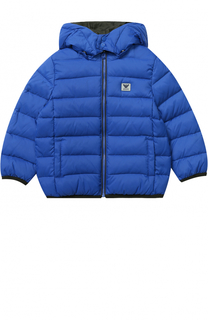 Пуховая куртка с капюшоном и логотипом бренда Armani Junior