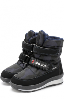 Текстильные ботинки с принтом и застежками велькро Jog Dog