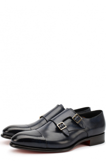 Кожаные монки с двумя пряжками Santoni
