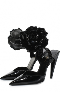Лаковые туфли Freja с цветочной аппликацией Saint Laurent