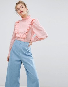Рубашка с рюшами на груди ASOS - Розовый