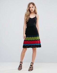А-образная юбка с добавлением шерсти и узором зигзаг M Missoni - Черный
