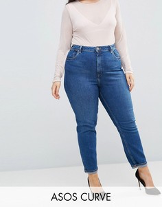 Темные джинсы слим в винтажном стиле с завышенной талией ASOS CURVE FARLEIGH - Синий