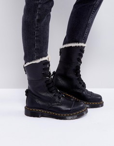 Ботинки с искусственным мехом и 9 парами люверсов Dr Martens Aimilita - Черный