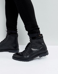 Черные кожаные ботинки на шнуровке Base London York - Черный