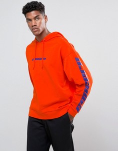 Худи свободного кроя с принтом ASOS - Оранжевый