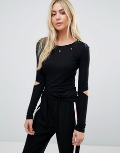 Топ с вырезом и люверсами Brave Soul - Черный