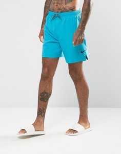Голубые шорты для плавания с логотипом-галочкой Nike NESS7424445 - Синий