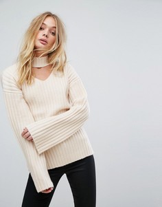 Трикотажный джемпер с чокером Fashion Union - Розовый