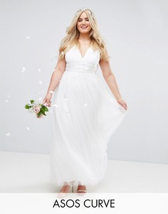 Платье для выпускного макси из тюля ASOS CURVE BRIDAL - Белый