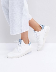 Белые кроссовки с голубыми вставками adidas Originals X Pharrell Williams HU - Белый