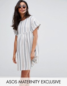 Свободное платье в полоску с короткими рукавами ASOS Maternity - Мульти