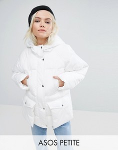 Дутая куртка с карманами ASOS PETITE - Белый