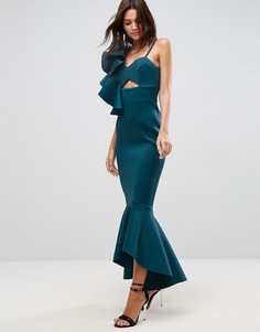 Платье макси с оборками на плече ASOS PREMIUM - Зеленый