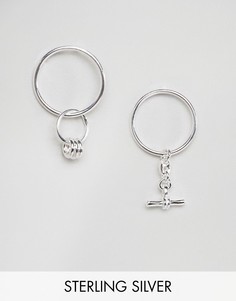 Серебряные непарные серьги-кольца ASOS - Мульти
