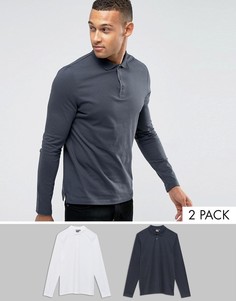 2 трикотажных поло с длинными рукавами ASOS - СКИДКА - Мульти