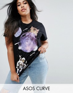 Футболка с принтом ASOS CURVE - Черный