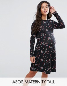 Короткое приталенное платье с цветочным принтом ASOS Maternity TALL - Мульти