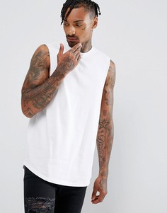 Длинная белая майка с глубокими проймами ASOS - Белый