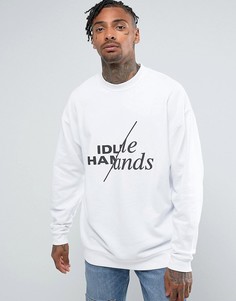 Удлиненный оверсайз-свитшот с принтом ASOS - Белый