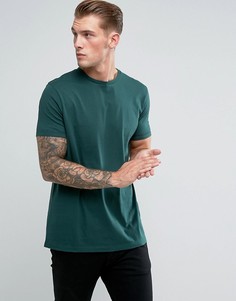 Зеленая удлиненная футболка с круглым вырезом ASOS - Зеленый