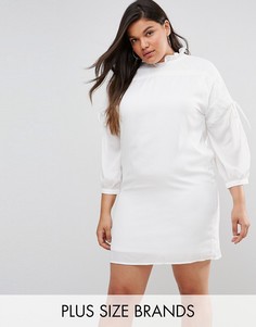 Свободное платье с длинными рукавами и сборками Fashion Union Plus - Белый