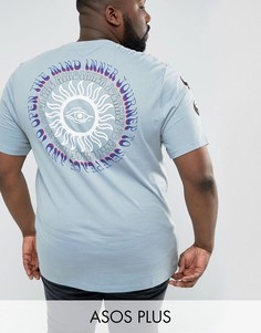 Длинная футболка с принтом ASOS PLUS - Синий