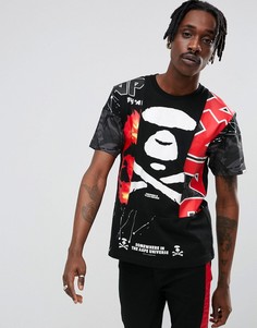 Футболка с камуфляжным принтом на вставке AAPE By A Bathing Ape - Черный