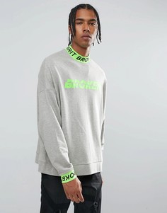 Оверсайз-свитшот с контрастным воротником и манжетами ASOS - Серый