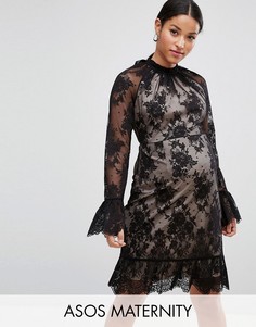 Кружевное платье мини с открытой спиной ASOS Maternity - Черный
