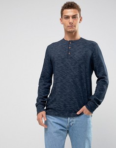 Темно-синий лонгслив хенли узкого кроя Abercrombie &amp; Fitch - Темно-синий