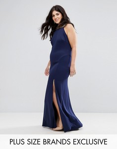 Платье макси с американской проймой и отделкой TFNC Plus - Темно-синий