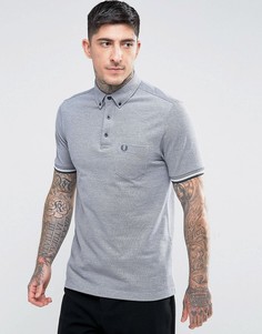 Узкое оксфордское поло на пуговицах Fred Perry - Темно-синий
