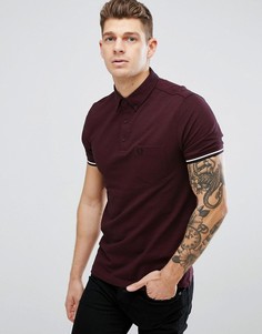 Бордовое узкое оксфордское поло с пуговицами Fred Perry - Красный