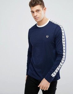 Темно-синий лонгслив узкого кроя с отделкой лентой Fred Perry Sports Authentic - Темно-синий