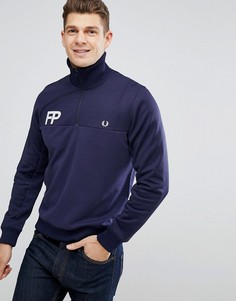 Темно-синяя спортивная куртка с молнией до груди и логотипом Fred Perry - Темно-синий