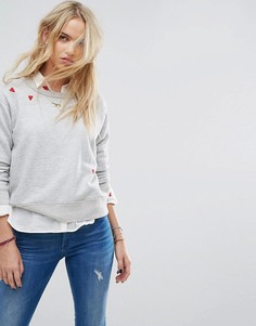 Свободный свитшот с сердечками Maison Scotch - Серый