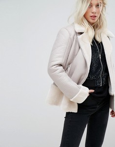 Куртка-авиатор с отделкой из искусственной овечьей шерсти Miss Selfridge - Красный