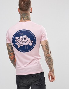 Розовая футболка с принтом розы на спине Hype - Розовый