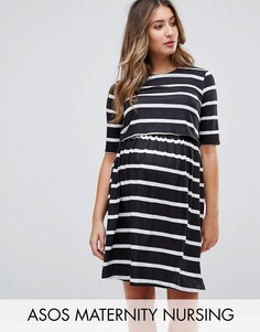Двухслойное платье в полоску ASOS Maternity NURSING - Мульти