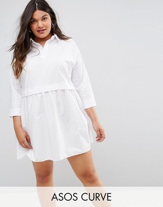 Платье-рубашка мини свободного кроя ASOS CURVE - Белый