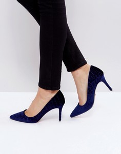 Бархатные туфли-лодочки с острым носком Dune Aisha - Темно-синий