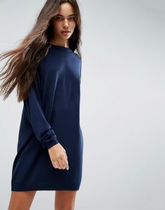 Трикотажное платье оверсайз с круглым вырезом ASOS - Темно-синий