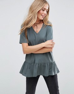 Футболка с оборкой ASOS - Зеленый