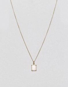 Позолоченное серебряное ожерелье с камнем ASOS - Золотой