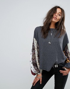 Топ с рукавом-колоколом с цветочным принтом Free People - Черный