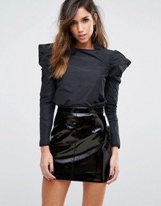 Топ с объемными плечами Miss Selfridge - Черный