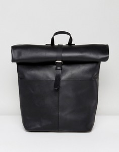 Черный кожаный рюкзак с ролл-топом Sandqvist Antonia - Черный