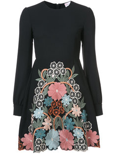 расклешенное платье с цветочной вышивкой Red Valentino
