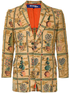 Distressed Blazer with Port Plant Embroidery Comme Des Garçons